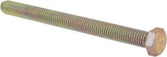 Made in USA - 1/2-13 UNC, 6" Length Under Head Hex Head Cap Screw - Fully Threaded, Grade 8 Alloy Steel, Zinc Yellow Dichromate Finish, 3/4" Hex - USA Tool & Supply
