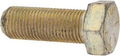 Made in North America - 1/2-20 UNF, 1-3/8" Length Under Head Hex Head Cap Screw - Partially Threaded, Grade 8 Alloy Steel, Zinc Yellow Dichromate Finish, 3/4" Hex - USA Tool & Supply