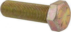 Made in USA - 1/2-20 UNF, 1-3/4" Length Under Head Hex Head Cap Screw - Fully Threaded, Grade 8 Alloy Steel, Zinc Yellow Dichromate Finish, 3/4" Hex - USA Tool & Supply