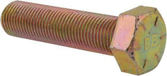 Made in USA - 1/2-20 UNF, 2" Length Under Head Hex Head Cap Screw - Fully Threaded, Grade 8 Alloy Steel, Zinc Yellow Dichromate Finish, 3/4" Hex - USA Tool & Supply