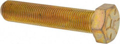 Made in USA - 1/2-20 UNF, 2-1/2" Length Under Head Hex Head Cap Screw - Fully Threaded, Grade 8 Alloy Steel, Zinc Yellow Dichromate Finish, 3/4" Hex - USA Tool & Supply