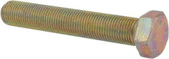 Made in USA - 1/2-20 UNF, 3" Length Under Head Hex Head Cap Screw - Fully Threaded, Grade 8 Alloy Steel, Zinc Yellow Dichromate Finish, 3/4" Hex - USA Tool & Supply