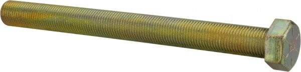 Made in USA - 1/2-20 UNF, 5-1/2" Length Under Head Hex Head Cap Screw - Fully Threaded, Grade 8 Alloy Steel, Zinc Yellow Dichromate Finish, 3/4" Hex - USA Tool & Supply