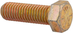 Made in USA - 9/16-12 UNC, 1-3/4" Length Under Head Hex Head Cap Screw - Fully Threaded, Grade 8 Alloy Steel, Zinc Yellow Dichromate Finish, 13/16" Hex - USA Tool & Supply