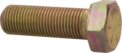 Made in USA - 9/16-18 UNF, 1-3/4" Length Under Head Hex Head Cap Screw - Fully Threaded, Grade 8 Alloy Steel, Zinc Yellow Dichromate Finish, 13/16" Hex - USA Tool & Supply