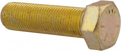 Made in USA - 9/16-18 UNF, 2" Length Under Head Hex Head Cap Screw - Fully Threaded, Grade 8 Alloy Steel, Zinc Yellow Dichromate Finish, 13/16" Hex - USA Tool & Supply