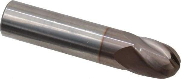 Hertel - 5/8" Diam, 3/4" LOC, 4 Flute Solid Carbide Ball End Mill - TiCN Finish, Single End, 3" OAL, 5/8" Shank Diam - USA Tool & Supply