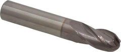 Hertel - 1/2" Diam, 1" LOC, 4 Flute Solid Carbide Ball End Mill - TiCN Finish, Single End, 3" OAL, 1/2" Shank Diam - USA Tool & Supply