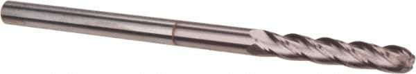 Hertel - 1/8" Diam, 3/4" LOC, 4 Flute Solid Carbide Ball End Mill - TiCN Finish, Single End, 2-1/4" OAL, 1/8" Shank Diam - USA Tool & Supply