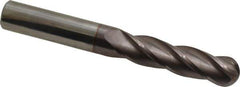 Hertel - 1/2" Diam, 2" LOC, 4 Flute Solid Carbide Ball End Mill - TiCN Finish, Single End, 4" OAL, 1/2" Shank Diam - USA Tool & Supply