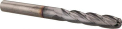 Hertel - 3/8" Diam, 1-3/4" LOC, 4 Flute Solid Carbide Ball End Mill - TiCN Finish, Single End, 4" OAL, 3/8" Shank Diam - USA Tool & Supply