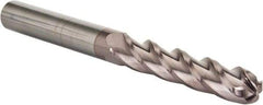 Hertel - 1/2" Diam, 3" LOC, 4 Flute Solid Carbide Ball End Mill - TiCN Finish, Single End, 6" OAL, 1/2" Shank Diam - USA Tool & Supply