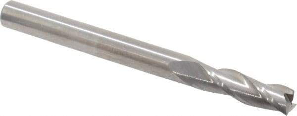 Hertel - 3/16", 5/8" LOC, 3/16" Shank Diam, 2" OAL, 3 Flute, Solid Carbide Square End Mill - Single End, Uncoated, Spiral Flute, 30° Helix, Centercutting, Right Hand Cut - USA Tool & Supply