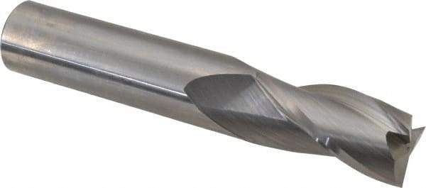 Hertel - 5/8", 1-1/4" LOC, 5/8" Shank Diam, 3-1/2" OAL, 3 Flute, Solid Carbide Square End Mill - Single End, Uncoated, Spiral Flute, 30° Helix, Centercutting, Right Hand Cut - USA Tool & Supply