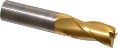 Hertel - 3/4", 1-1/2" LOC, 3/4" Shank Diam, 4" OAL, 3 Flute, Solid Carbide Square End Mill - Single End, TiN Finish, Spiral Flute, 30° Helix, Centercutting, Right Hand Cut - USA Tool & Supply