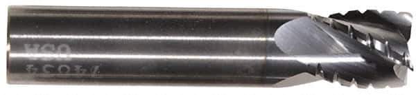 Hertel - 1/4" Diam, 3/4" LOC, 4 Flute Solid Carbide Roughing Square End Mill - TiN Finish, 2-1/2" OAL, 1/4" Shank Diam, Single End, Centercutting - USA Tool & Supply
