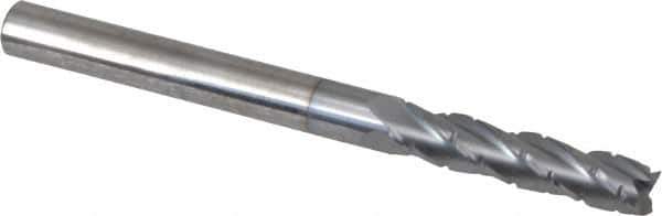Hertel - 1/4" Diam, 1-1/8" LOC, 4 Flute Solid Carbide Roughing Square End Mill - TiCN Finish, 3" OAL, 1/4" Shank Diam, Single End, Centercutting - USA Tool & Supply