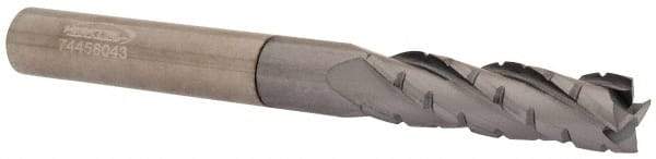 Hertel - 5/16" Diam, 1-1/8" LOC, 4 Flute Solid Carbide Roughing Square End Mill - TiCN Finish, 3" OAL, 5/16" Shank Diam, Single End, Centercutting - USA Tool & Supply