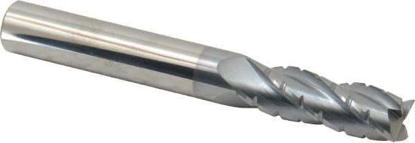 Hertel - 3/8" Diam, 1-1/8" LOC, 4 Flute Solid Carbide Roughing Square End Mill - TiCN Finish, 3" OAL, 3/8" Shank Diam, Single End, Centercutting - USA Tool & Supply