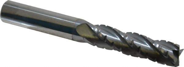 Hertel - 1/2" Diam, 2" LOC, 4 Flute Solid Carbide Roughing Square End Mill - TiCN Finish, 4" OAL, 1/2" Shank Diam, Single End, Centercutting - USA Tool & Supply