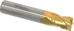 Hertel - 3/8" Diam, 5/8" LOC, 4 Flute Solid Carbide Roughing Square End Mill - TiN Finish, 2" OAL, 3/8" Shank Diam, Single End, Centercutting - USA Tool & Supply