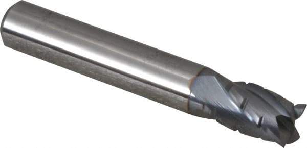 Hertel - 5/16" Diam, 1/2" LOC, 4 Flute Solid Carbide Roughing Square End Mill - TiCN Finish, 2" OAL, 5/16" Shank Diam, Single End, Centercutting - USA Tool & Supply