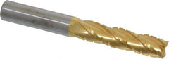 Hertel - 1/2" Diam, 2" LOC, 4 Flute Solid Carbide Roughing Square End Mill - TiN Finish, 4" OAL, 1/2" Shank Diam, Single End, Centercutting - USA Tool & Supply