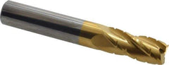Hertel - 3/8" Diam, 7/8" LOC, 4 Flute Solid Carbide Roughing Square End Mill - TiN Finish, 2-1/2" OAL, 3/8" Shank Diam, Single End, Centercutting - USA Tool & Supply