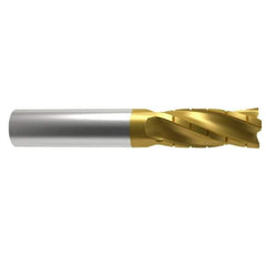 Hertel - 1/2" Diam, 1" LOC, 4 Flute Solid Carbide Roughing Square End Mill - TiN Finish, 3" OAL, 1/2" Shank Diam, Single End, Centercutting - USA Tool & Supply