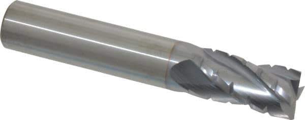 Hertel - 1/2" Diam, 1" LOC, 4 Flute Solid Carbide Roughing Square End Mill - TiCN Finish, 3" OAL, 1/2" Shank Diam, Single End, Centercutting - USA Tool & Supply