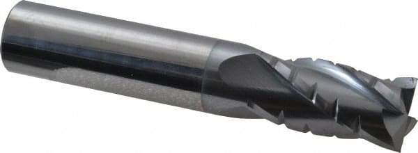 Hertel - 5/8" Diam, 1-1/4" LOC, 4 Flute Solid Carbide Roughing Square End Mill - TiCN Finish, 3-1/2" OAL, 5/8" Shank Diam, Single End, Centercutting - USA Tool & Supply