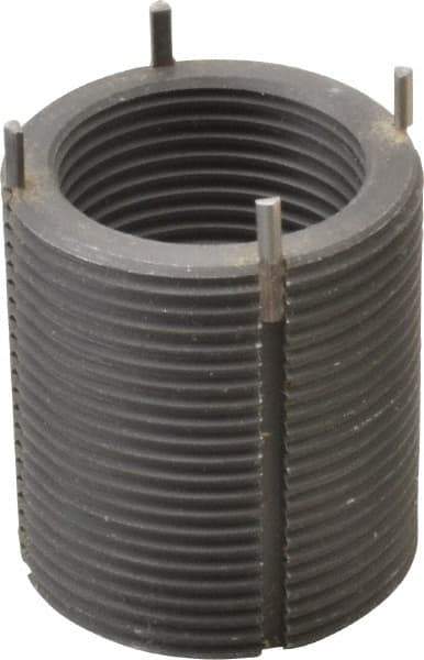 Recoil - 1-1/4 - 12 Internal, 1-5/8 - 12 External, 1-13/16" Insert Length, Heavy Duty Keylocking Thread Inserts - Carbon Steel, Zinc Phosphate Finish, Grade C1215 - Exact Industrial Supply