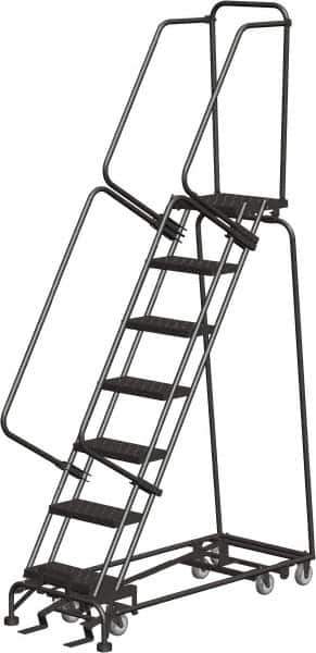 Ballymore - 103" 7 Step All-Directional Ladder - Rolling Safety Ladder, 450 Lb Capacity, 70" Platform Height, 24" Base Width x 55" Depth, Expanded Metal Tread - USA Tool & Supply