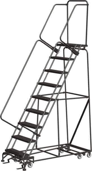 Ballymore - 123" 9 Step All-Directional Ladder - 350 Lb Capacity, 90" Platform Height, 32" Base Width x 68" Depth, Perforated Tread - USA Tool & Supply