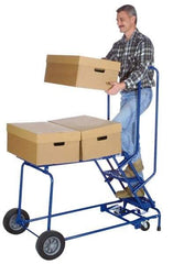 Ballymore - 60" 3 Step Ladder/Cart - 1,000 Lb Capacity, 30" Platform Height, 24" Base Width x 41" Base Depth, Expanded Metal Tread - USA Tool & Supply