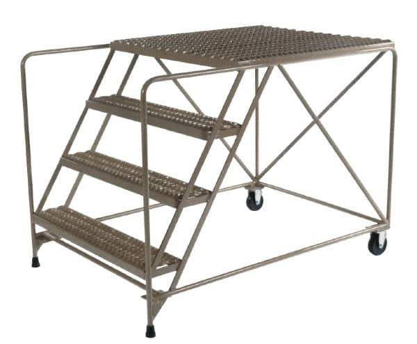 PW Platforms - 3 Step, 30 Inch Overall Height, Heavy Duty Serrated Grating, Steel Work Platform - 600 Lb. Load Capacity, 30 Inch Platform Height, 38 Inch Base Width x 48 Inch Base Depth - USA Tool & Supply