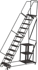 Ballymore - 153" 12 Step Stock-Picking Ladder - 450 Lb Capacity, 120" Platform Height, 32" Base Width x 87" Depth, Perforated Tread - USA Tool & Supply