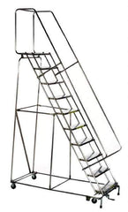 Ballymore - 93" 6 Step Ladder - Rolling Safety Ladder, 450 Lb Capacity, 60" Platform Height, 30" Base Width x 49" Depth, Heavy-Duty Serrated Grating - USA Tool & Supply