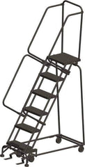 Ballymore - 93" 6 Step Ladder - 300 Lb Capacity, 60" Platform Height, 24" Base Width x 49" Depth, Heavy-Duty Serrated Grating - USA Tool & Supply