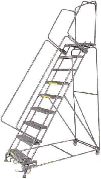 Ballymore - 123" 9 Step Ladder - 300 Lb Capacity, 90" Platform Height, 32" Base Width x 68" Depth, Perforated Tread - USA Tool & Supply