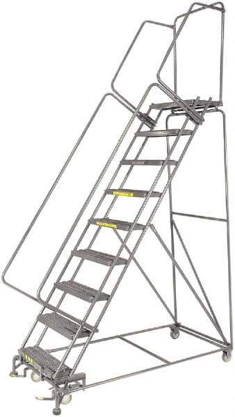 Ballymore - 123" 9 Step Ladder - 300 Lb Capacity, 90" Platform Height, 32" Base Width x 68" Depth, Heavy-Duty Serrated Grating - USA Tool & Supply