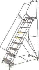 Ballymore - 123" 9 Step Ladder - 300 Lb Capacity, 90" Platform Height, 32" Base Width x 68" Depth, Heavy-Duty Serrated Grating - USA Tool & Supply