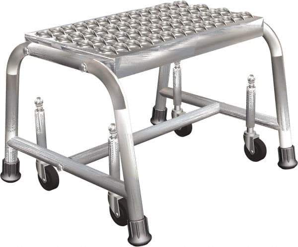 Ballymore - 12" 1 Step Ladder - Rolling Safety Ladder, 450 Lb Capacity, 12" Platform Height, 20" Base Width x 20" Depth, Perforated Tread - USA Tool & Supply