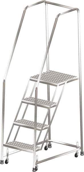 Ballymore - 73" 4 Step Ladder - 300 Lb Capacity, 40" Platform Height, 20" Base Width x 38" Depth, Heavy-Duty Serrated Grating - USA Tool & Supply