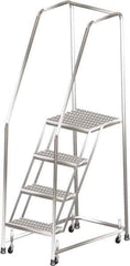 Ballymore - 73" 4 Step Ladder - 300 Lb Capacity, 40" Platform Height, 20" Base Width x 38" Depth, Perforated Tread - USA Tool & Supply