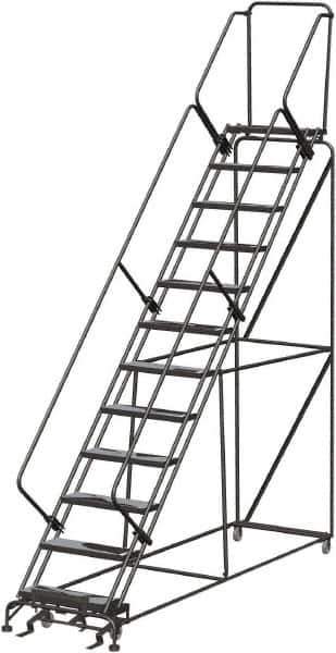 Ballymore - 153" 12 Step Ladder - 350 Lb Capacity, 120" Platform Height, 32" Base Width x 116" Depth, Abrasive Mat Tread - USA Tool & Supply