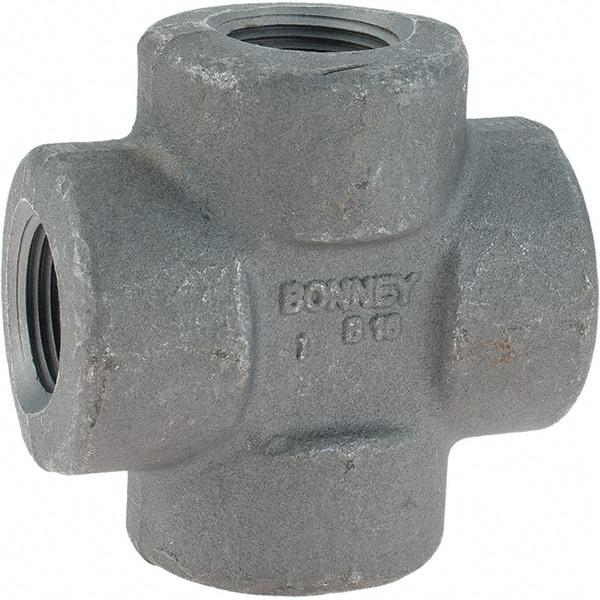Made in USA - Size 3/4", Class 3,000, Forged Carbon Steel Black Pipe Cross - 3,000 psi, Threaded End Connection - USA Tool & Supply