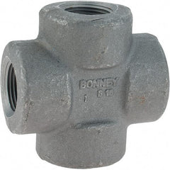 Made in USA - Size 3/4", Class 3,000, Forged Carbon Steel Black Pipe Cross - 3,000 psi, Threaded End Connection - USA Tool & Supply