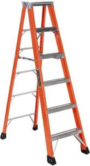 Louisville - 6 Steps, 6' High, Type IAA Rating, Fiberglass Step Ladder - 375 Lb Capacity, 22" Base Width - USA Tool & Supply