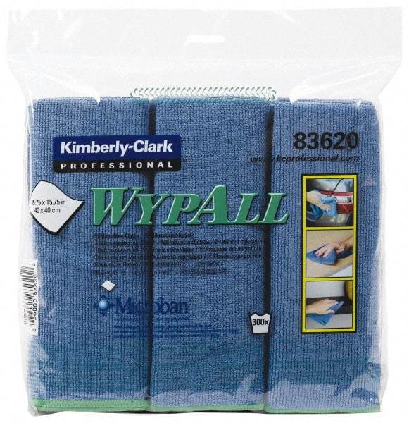 WypAll - Reusable Microfiber Wipes - Packet, 15-3/4" x 15-3/4" Sheet Size, Blue - USA Tool & Supply